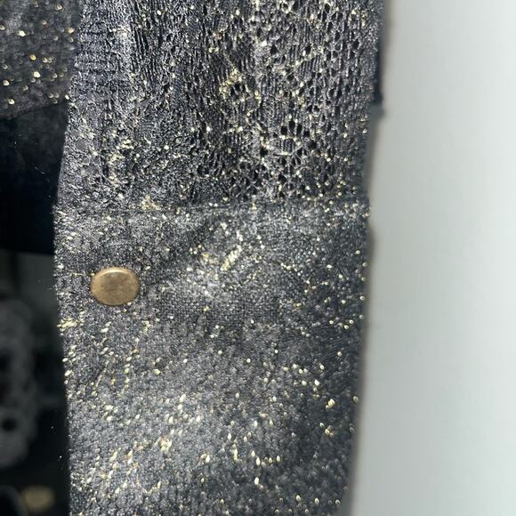 ZARA Sheer Black Lace Gold Buttons Long Sleeve Blouse Top Shimmery NWT - Picture 5 of 7